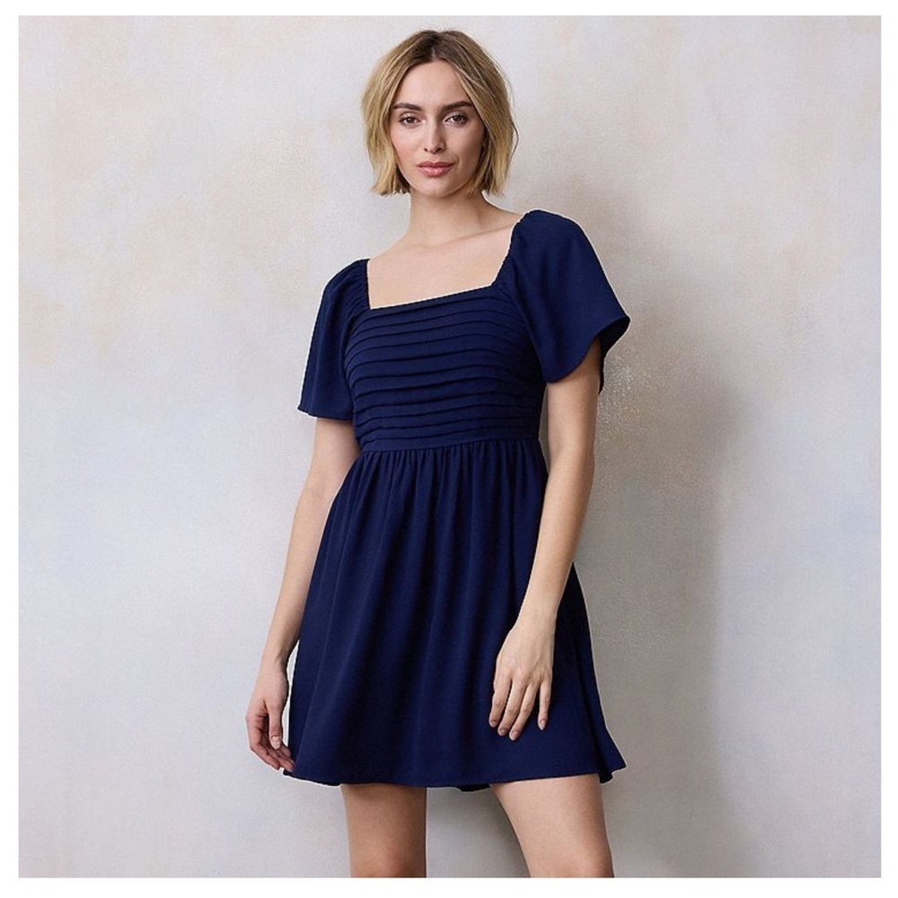 NWT LC Lauren Conrad Navy Blue Textured Dress